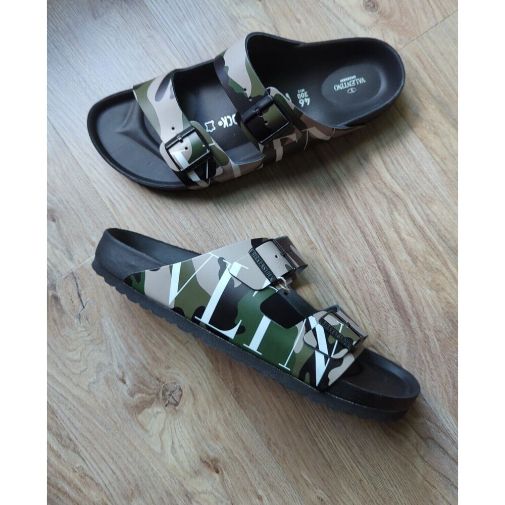 Birkenstock Valentino Arizona Army Camo Logo Sandals